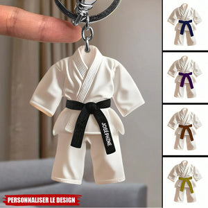 Porte-clés personnalisé ceinture noire - Cadeau Taekwondo, Karate, Jiu-Jitsu