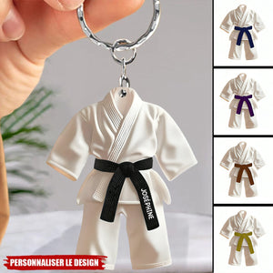 Porte-clés personnalisé ceinture noire - Cadeau Taekwondo, Karate, Jiu-Jitsu