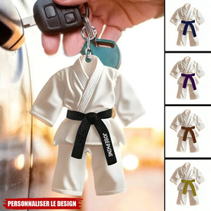 Porte-clés personnalisé ceinture noire - Cadeau Taekwondo, Karate, Jiu-Jitsu