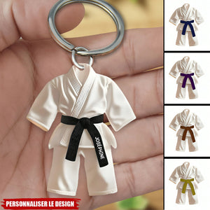 Porte-clés personnalisé ceinture noire - Cadeau Taekwondo, Karate, Jiu-Jitsu