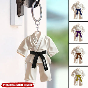 Porte-clés personnalisé ceinture noire - Cadeau Taekwondo, Karate, Jiu-Jitsu