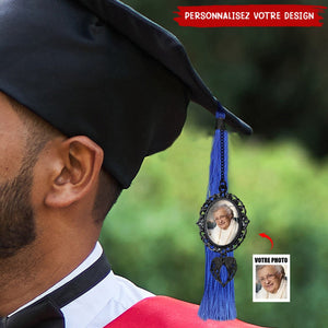 Pendentif photo de frange de graduation personnalisé avec ailes d'ange