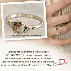 Bague personnalisée avec pierres de naissance et votre photo – Un symbole d'amour éternel