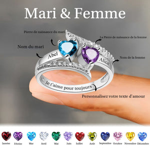 Je t'aime Pour Toujours - Bague De Promesse Personnalisée Avec Pierres De Naissance