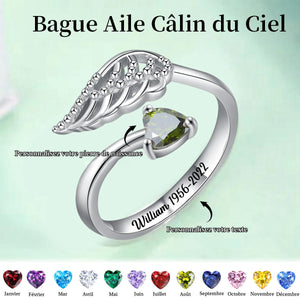 Câlin Personnalisé De L’aile Du Ciel Bague De Pierre De Naissance