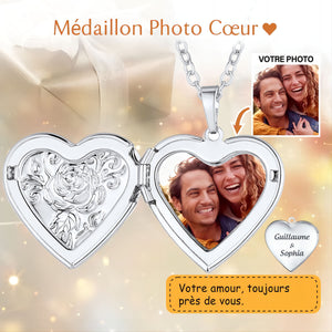 Collier Médaillon Coeur Personnalisé Avec Photo