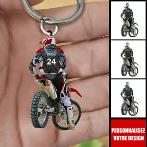 Porte-clés Motocross Personnalisé - Cadeau pour Motard, Pilote et Course de Motocross