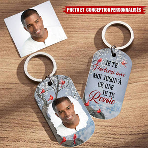 Porte-Clés Commémoratif 1 Photo Personnalisée Je te porterai avec moi jusqu'à ce que je te revoie