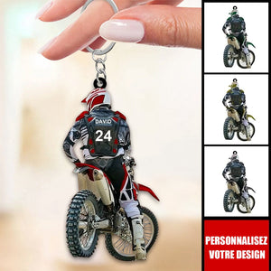 Porte-clés Motocross Personnalisé - Cadeau pour Motard, Pilote et Course de Motocross
