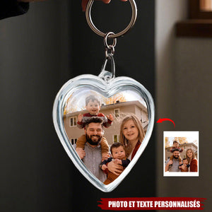 Porte-clés personnalisé en forme de cœur – Photo et texte personnalisés pour vos proches