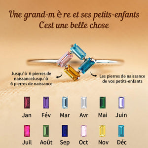 Bague personnalisée en argent 925 avec 3 à 6 pierres de naissance pour grand-mère et maman
