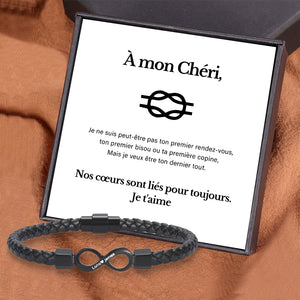 À Mon Homme, Bracelet En Cuir Infini à Double Nom Personnalisé