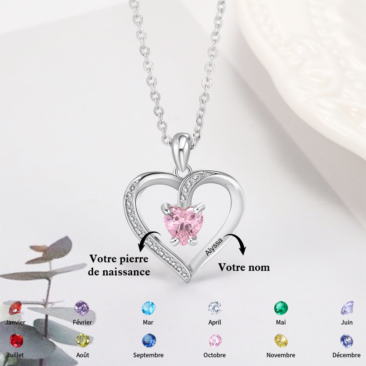 Collier Coeur Collier Personnalisé avec Prénom