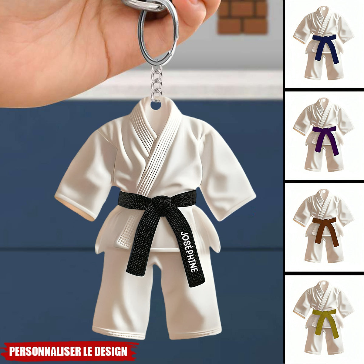 Porte-clés personnalisé ceinture noire - Cadeau Taekwondo, Karate, Jiu-Jitsu