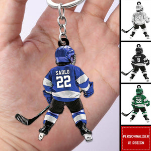 Porte-clés personnalisé joueur de hockey pour enfant - Cadeau pour les amoureux du hockey