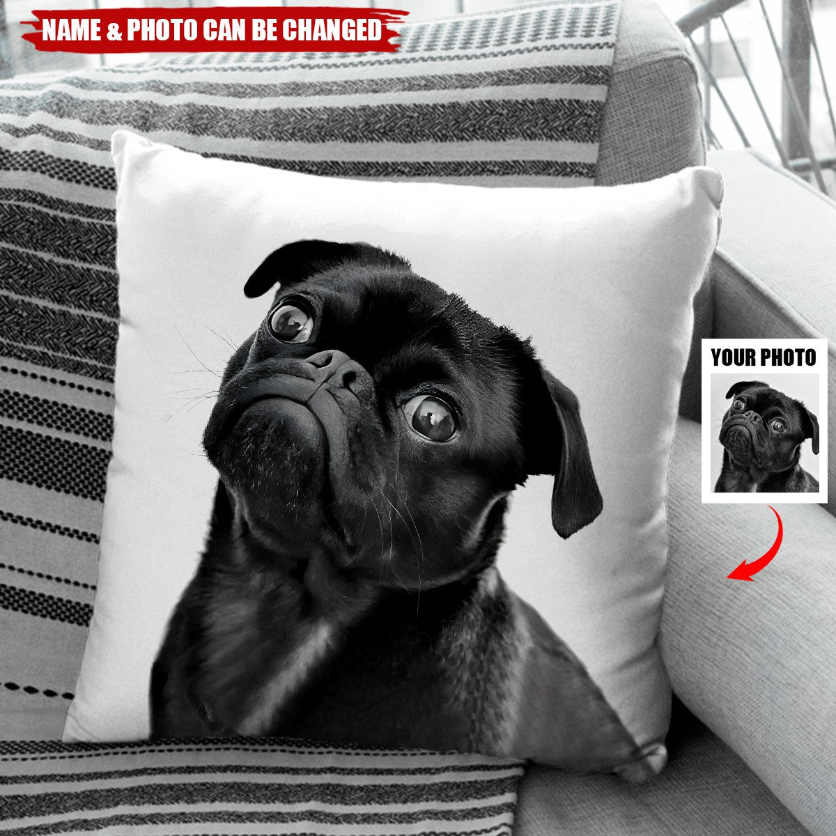 Coussin Personnalisé avec Photo de Votre Animal – Coussin pour Amoureux des Animaux