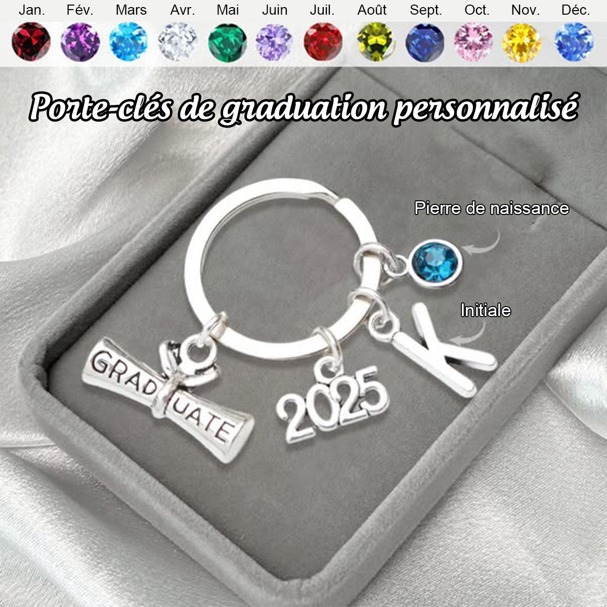 Porte-clés de graduation 2025 - Cadeau personnalisé souvenir, cadeau pour diplômés