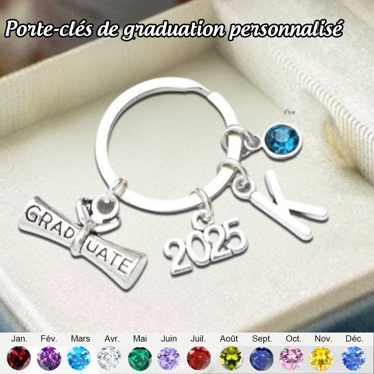 Porte-clés de graduation 2025 - Cadeau personnalisé souvenir, cadeau pour diplômés