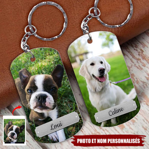 Porte-clés personnalisé avec photo et nom de votre animal – Souvenir personnalisable pour vos compagnons à quatre pattes