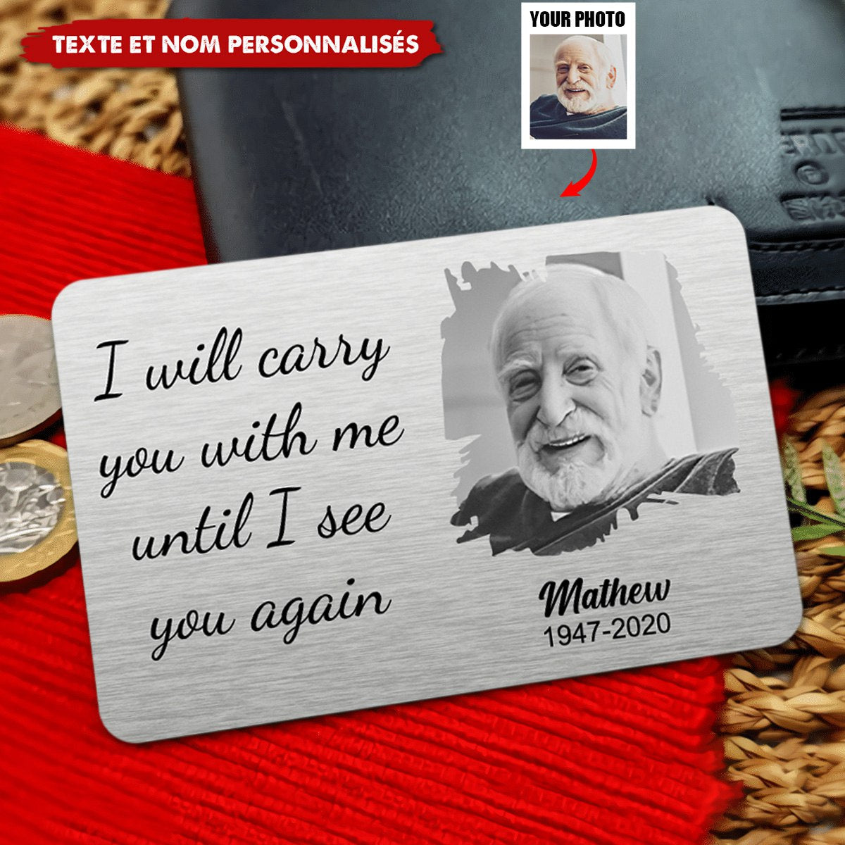 Carte Commémorative Personnalisée - "Je Te Porterai Avec Moi"